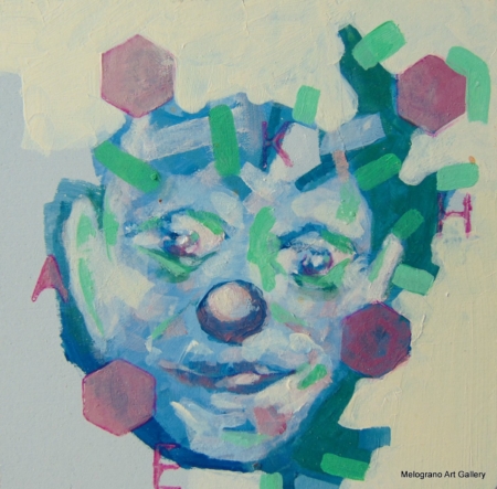 Piccola tavoletta colorata di Marco Cavalieri, figure e motivi onirici che esprimono fantasia, dinamismo e viaggio nell’irrazionale.