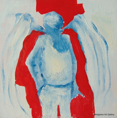 Piccola tavoletta colorata di Marco Cavalieri, figure e motivi onirici che esprimono fantasia, dinamismo e viaggio nell’irrazionale.