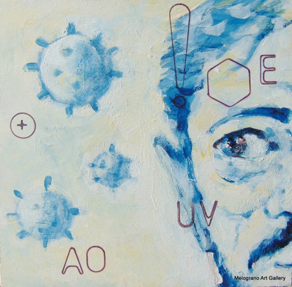 Piccola tavoletta colorata di Marco Cavalieri, figure e motivi onirici che esprimono fantasia, dinamismo e viaggio nell’irrazionale.