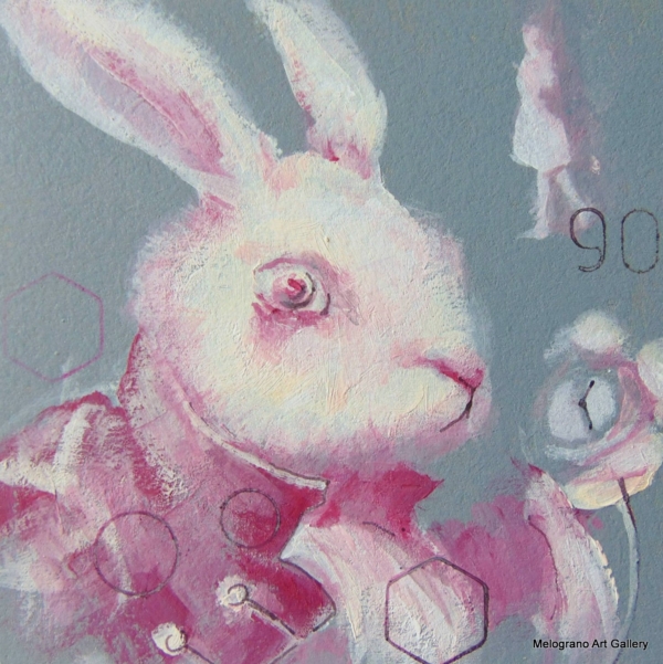 Piccola tavoletta colorata di Marco Cavalieri, figure e motivi onirici che esprimono fantasia, dinamismo e viaggio nell’irrazionale.