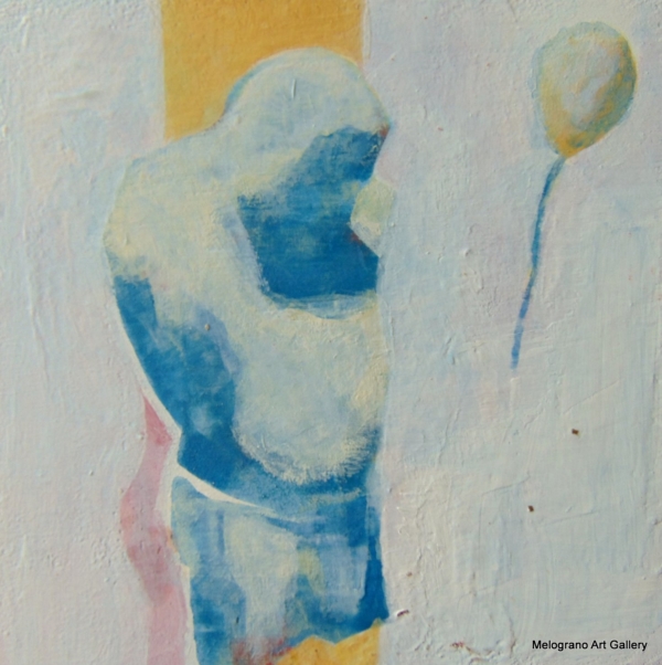 Piccola tavoletta colorata di Marco Cavalieri, figure e motivi onirici che esprimono fantasia, dinamismo e viaggio nell’irrazionale.