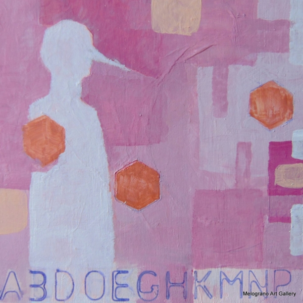 Piccola tavoletta colorata di Marco Cavalieri, figure e motivi onirici che esprimono fantasia, dinamismo e viaggio nell’irrazionale.