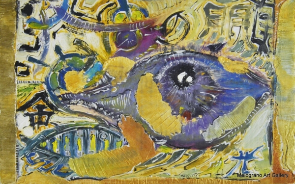 Ascoltando the Animals di Massimo Zampedri, carta pressata e ricostituita con simboli e texture materiche