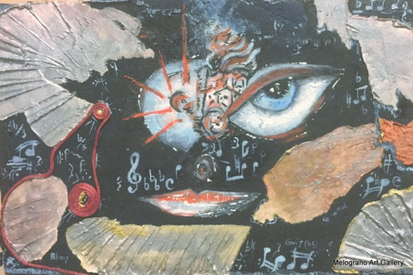 So What di Massimo Zampedri, carta artigianale con riflessi scuri metallici e iridescenti