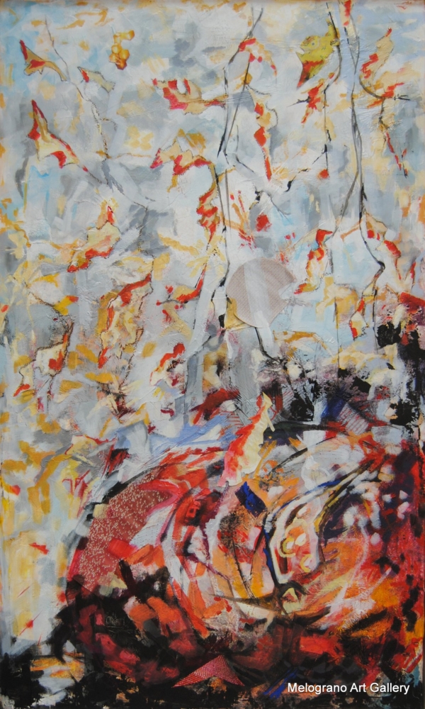 Michela Masini – Opera astratta Melograno, rosso e grigio