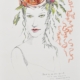 Michela Masini – Aforisma su carta con volto femminile e simboli poetici