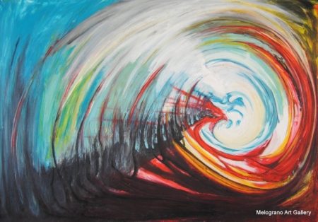 Il Sentiero Difficile di Paola Caporilli, vortice astratto che evoca un percorso tortuoso e instabile