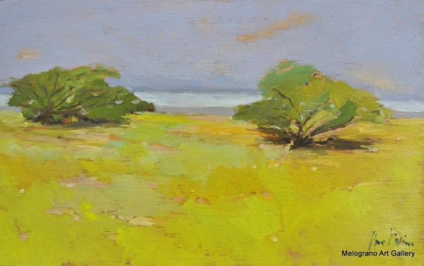 Dipinto con veduta marina di Livorno di Paolo Paolini, paesaggio urbano poetico.