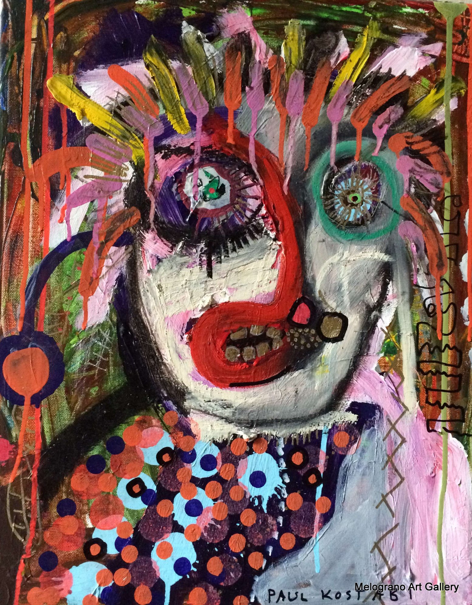 Quadro Pop, Opera di Paul Kostabi, pittore e musicista statunitense della scena post-Pop Art newyorkese.