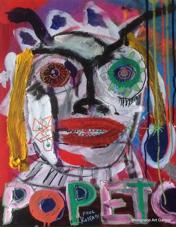 Quadro Pop, Opera di Paul Kostabi, pittore e musicista statunitense della scena post-Pop Art newyorkese.