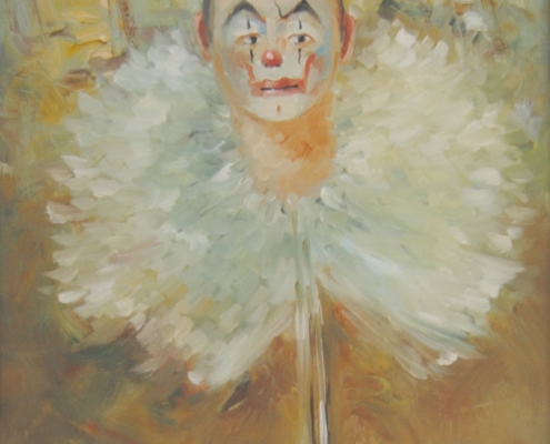 Clown dipinto dal pittore livornese Sergio Raugi