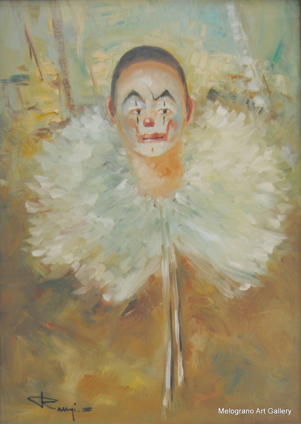 Clown dipinto dal pittore livornese Sergio Raugi