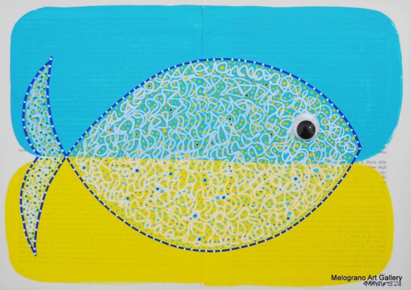 Quadro di Gravante Zeno Travegan: un pesce mandala allegro in stile colorato e gioioso