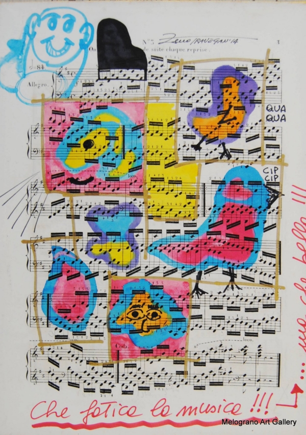 spartito con segni colorati titolo che fatica la musica ma che bella