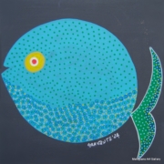 Zeno Travegan Fish mandala mood (1) Quadro di Gravante Zeno Travegan: un pesce mandala allegro in stile colorato e gioioso
