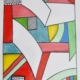 Disegno astratto geometrico Gravante La Casa dell'Amore linee nette colori primari composizione cubista