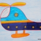 elicottero colorato disegnato in stile bambino, dolce e vivace
