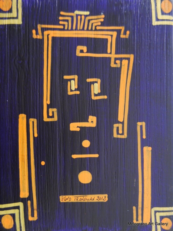 volto femminile caricaturale in arancio su fondo viola serie oh lady