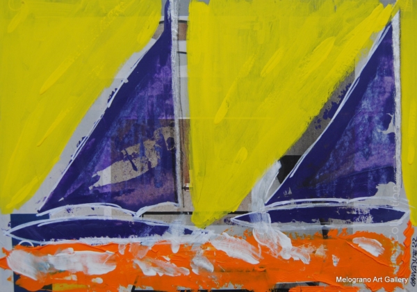 vele astratte triangoli colorati barche filanti scie bianche