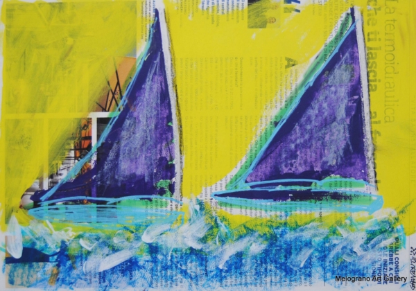 vele astratte triangoli colorati barche filanti scie bianche