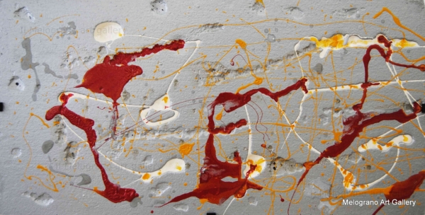 Opere materiche di Andrea Renda con polistirolo scavato, colori intensi e texture profonde