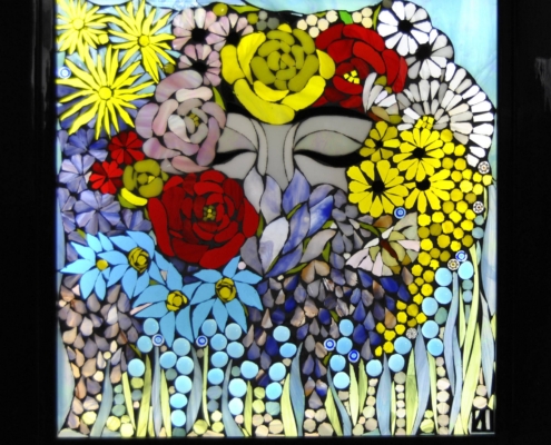 Primavera, opera in mosaico di vetro su vetro di Anna Maria Laurenti