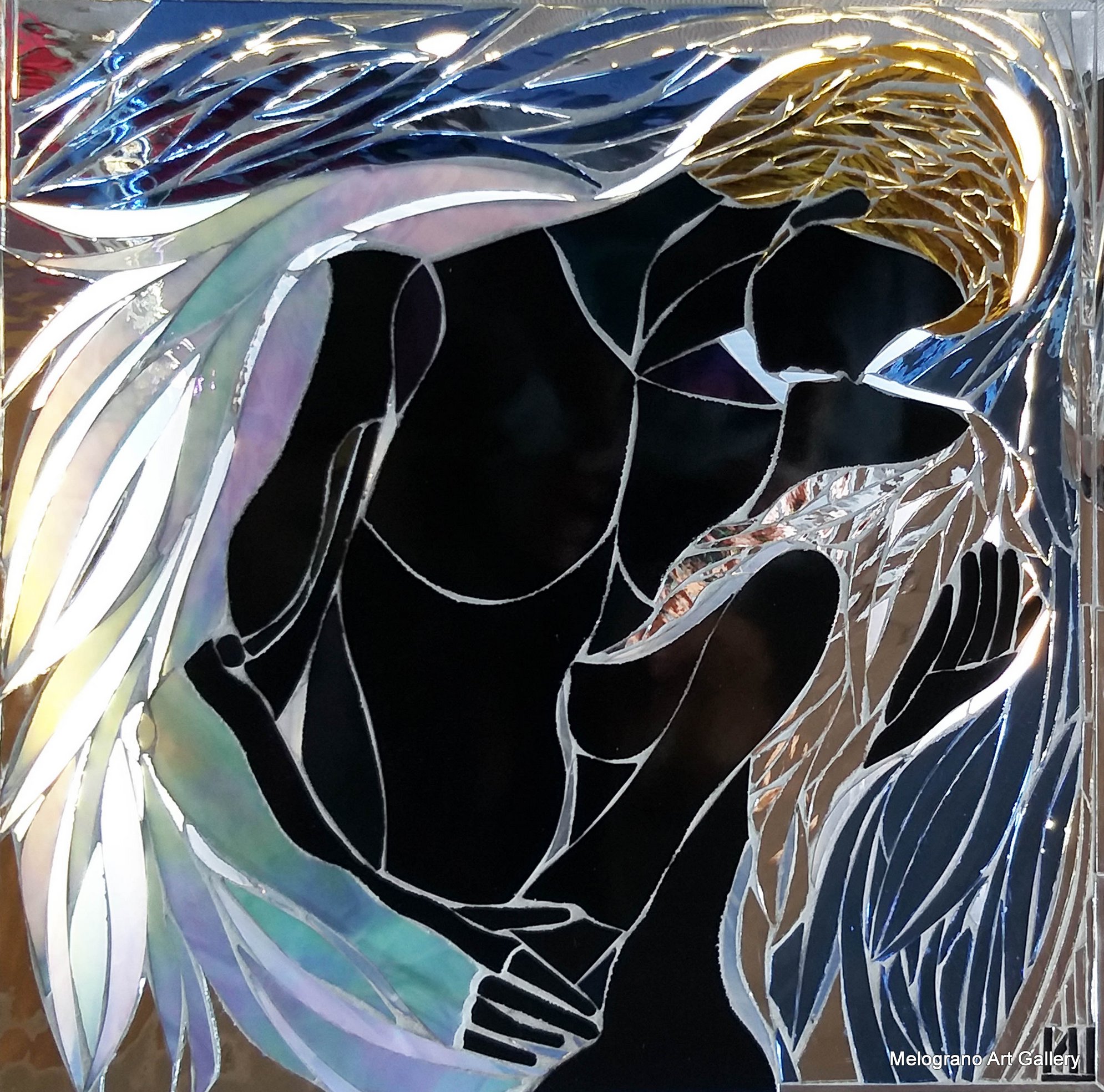 Amore e Psiche, mosaico di vetro su vetro di Anna Maria Laurenti