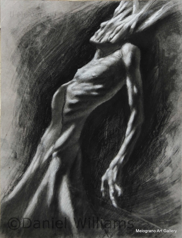 Daniel Williams Rigor Mortis Daniel Williams – disegno espressionista su carta scura con chimere e creature immaginarie