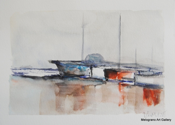 Acquerello di Donatella Lami – piccolo paesaggio evocato e sognante