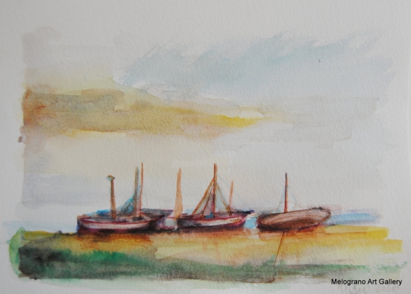 Acquerello di Donatella Lami – piccolo paesaggio evocato e sognante