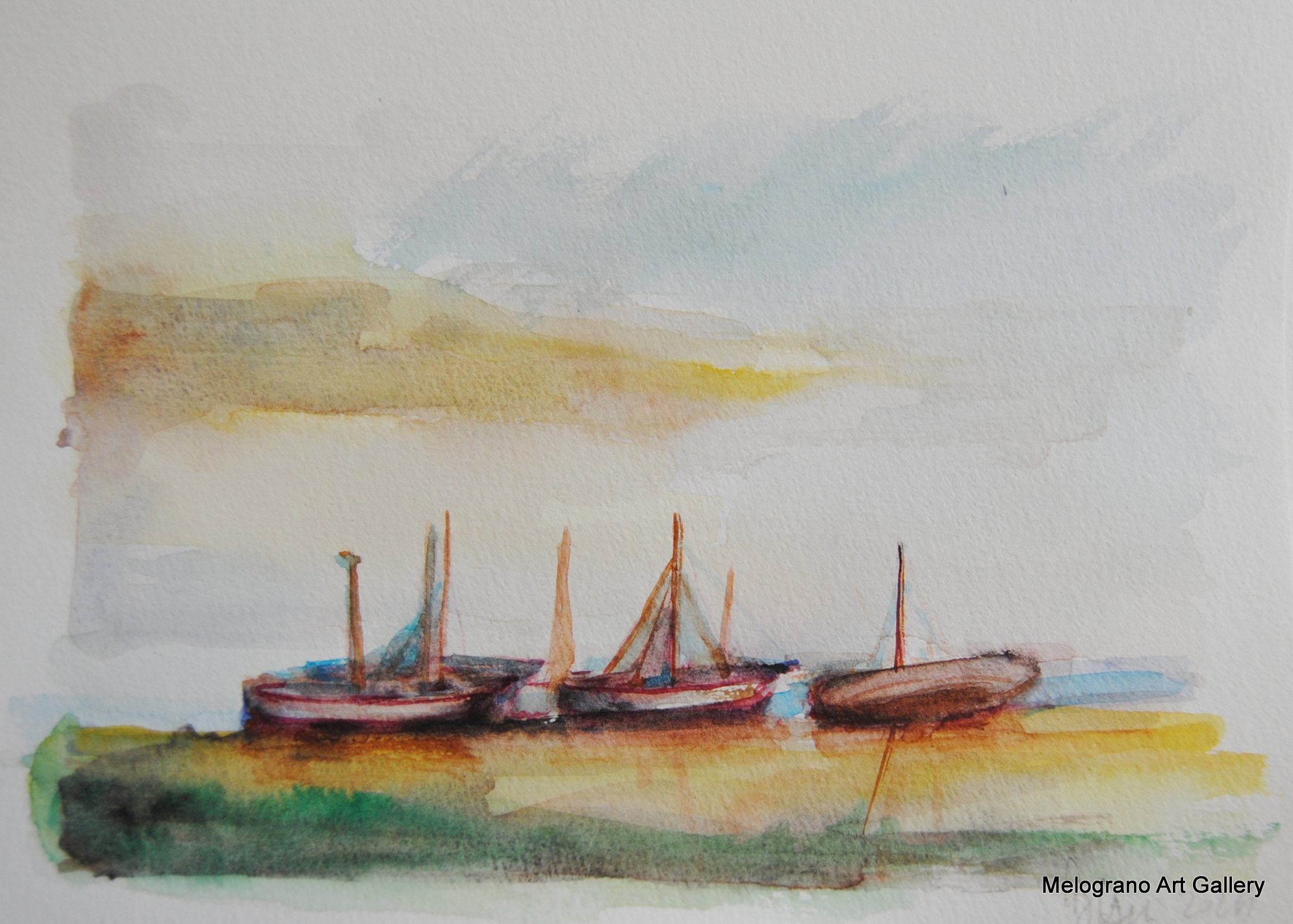 Acquerello di Donatella Lami – piccolo paesaggio evocato e sognante