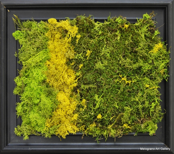 Passione Verde, opera materica di Fabio Brambilla con muschio stabilizzato in diversi toni di verde
