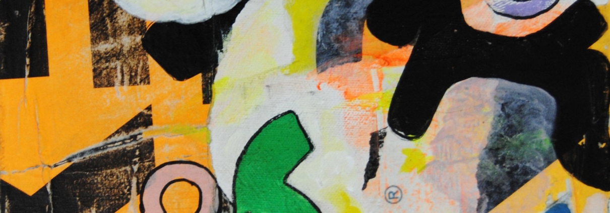 Segni Arcaici, opera pop con acrilico e collage di Fabrizio Giorgi