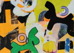 Segni Arcaici, opera pop con acrilico e collage di Fabrizio Giorgi