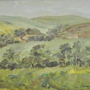 Giulio Santarsiero Dolci verdi toscani un paesaggio poetico dipinto da Giulio Santarsiero, con luce morbida e colori caldi colline verdi toscane dipinte con morbide sfumature di verde