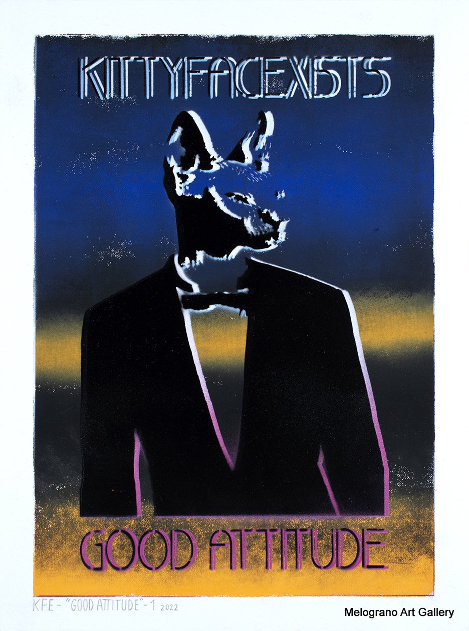 Marco Colella – opera della serie KITTYFACEXISTS realizzata con stencil e spray