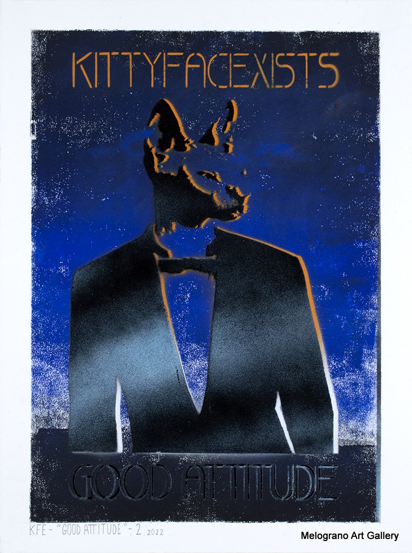 Marco Colella – opera della serie KITTYFACEXISTS realizzata con stencil e spray