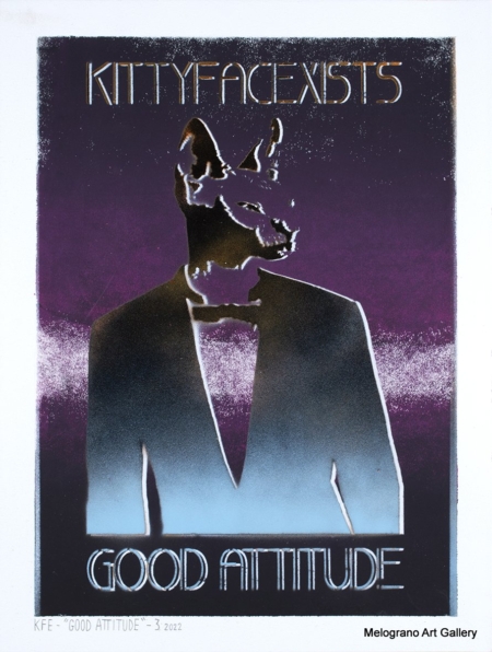 Marco Colella – opera della serie KITTYFACEXISTS realizzata con stencil e spray