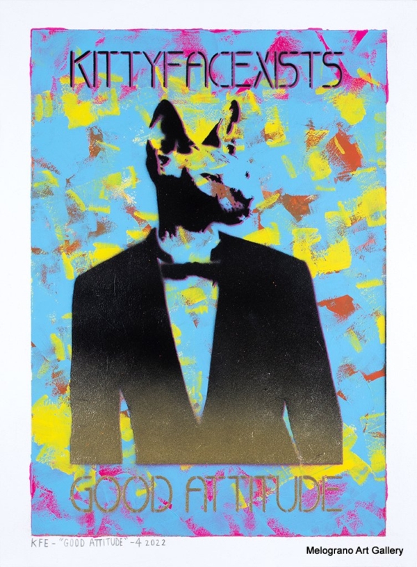 Marco Colella – opera della serie KITTYFACEXISTS realizzata con stencil e spray