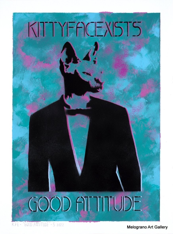 Marco Colella – opera della serie KITTYFACEXISTS realizzata con stencil e spray