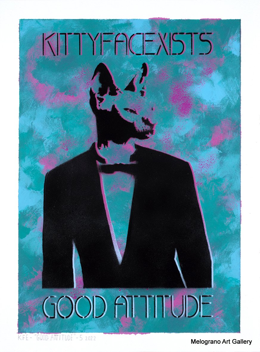 Marco Colella – opera della serie KITTYFACEXISTS realizzata con stencil e spray
