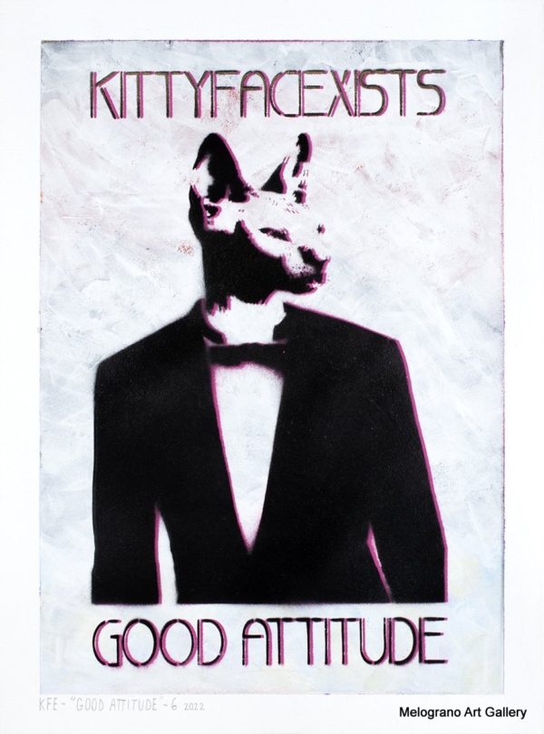 Marco Colella – opera della serie KITTYFACEXISTS realizzata con stencil e spray