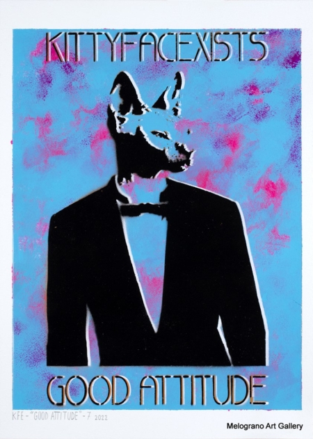 Marco Colella – opera della serie KITTYFACEXISTS realizzata con stencil e spray