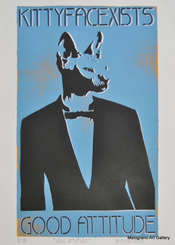 Marco Colella – opera della serie KITTYFACEXISTS realizzata con stencil e spray