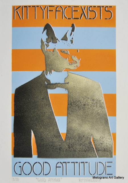 Marco Colella – opera della serie KITTYFACEXISTS realizzata con stencil e spray