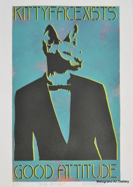 Marco Colella – opera della serie KITTYFACEXISTS realizzata con stencil e spray