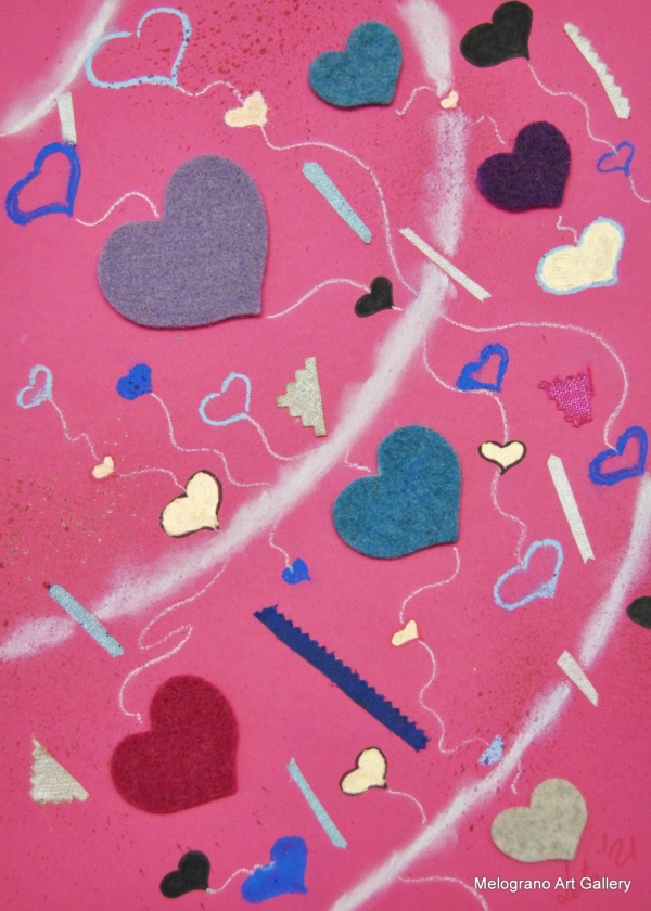 Quadro astratto di Maria Letizia Giorgetti, tonalità vivaci e gioia del colore.