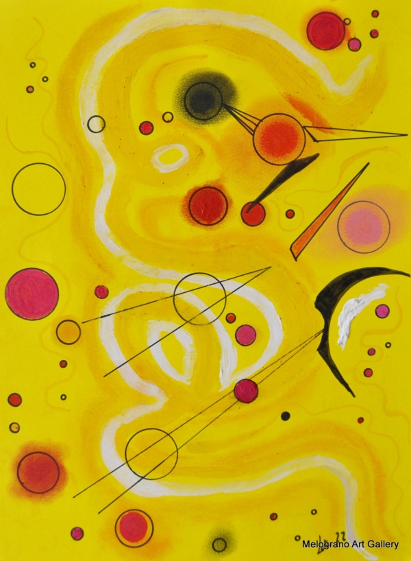 Pittura colorata di Maria Letizia Giorgetti, energia positiva e libertà gestuale.