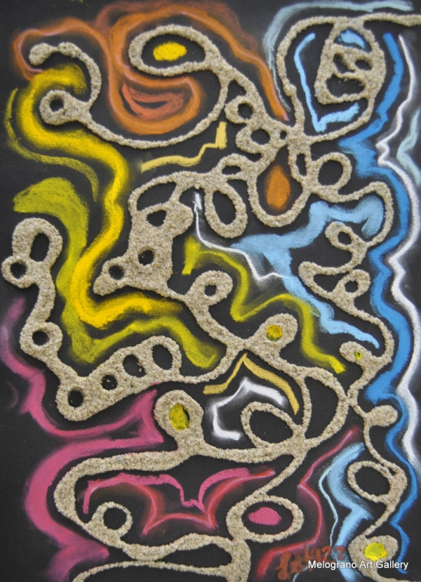 Pittura colorata di Maria Letizia Giorgetti, energia positiva e libertà gestuale.