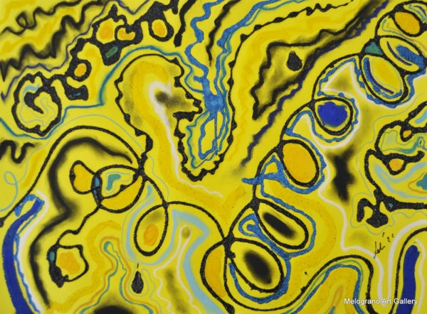 Opera di Maria Letizia Giorgetti, colori in libertà e gioia luminosa.